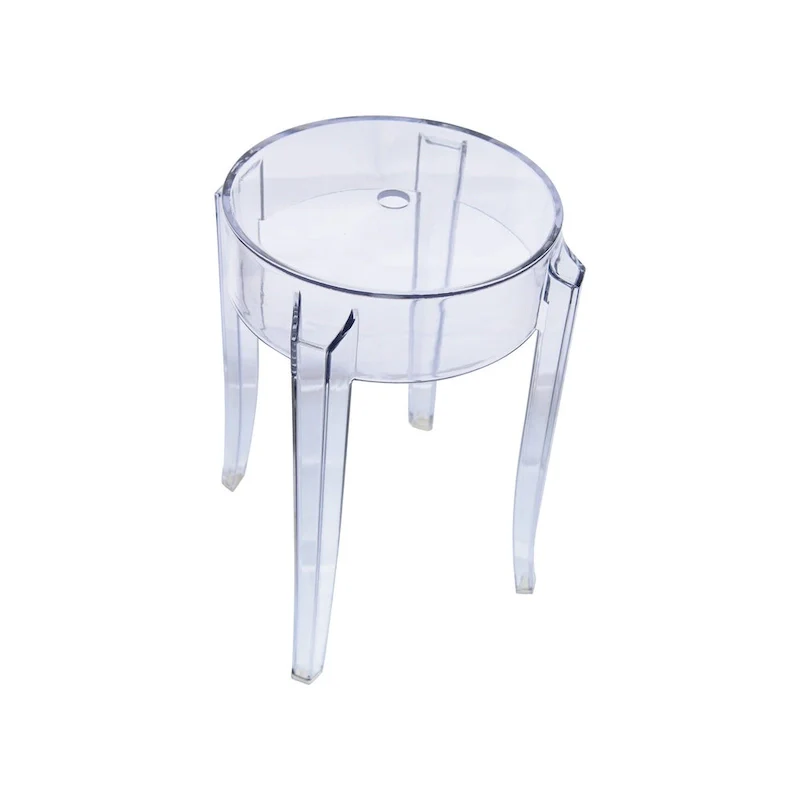 LeisureMod 18 in. High Backless Acrylic Counter Stool with Round Seat and Foot Rest - 18.1