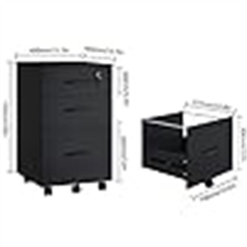 3 Drawer Wood Mobile File Cabinet - 26.5 D x 18.6 W x 6.9 H