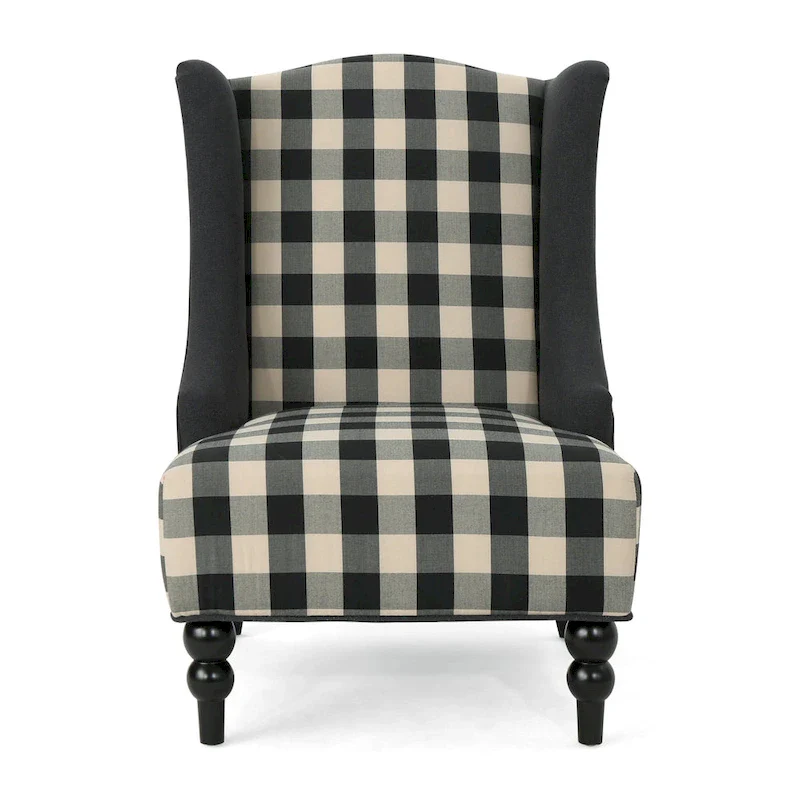 28  High-Back Upholstered Club Chair with Birch Legs