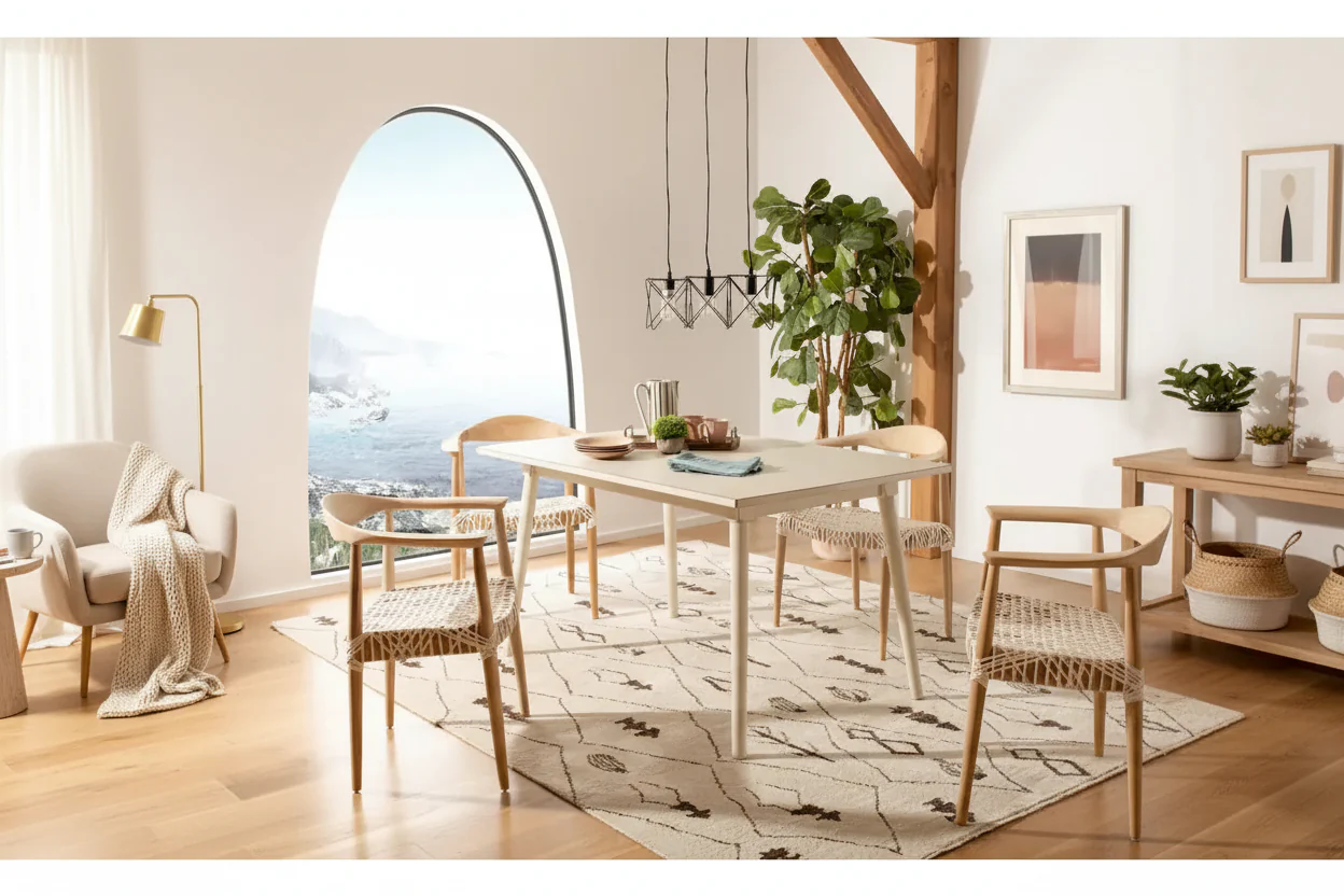 Antique White Rectangle Dining Table for 4