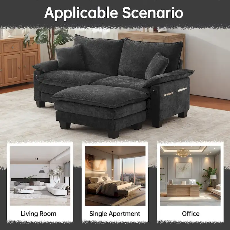 Modular Sectional Sofa with Ottoman and Deep Seat Sleeper