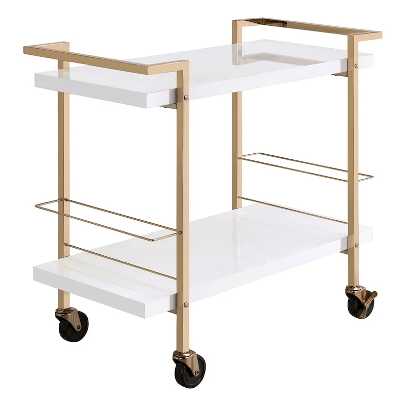 White and Gold 2-Tier Serving Cart