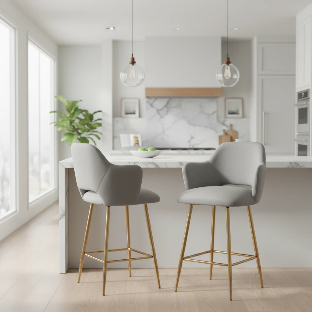 Modern Dining Chair with Gold Metal Legs for Dining Room