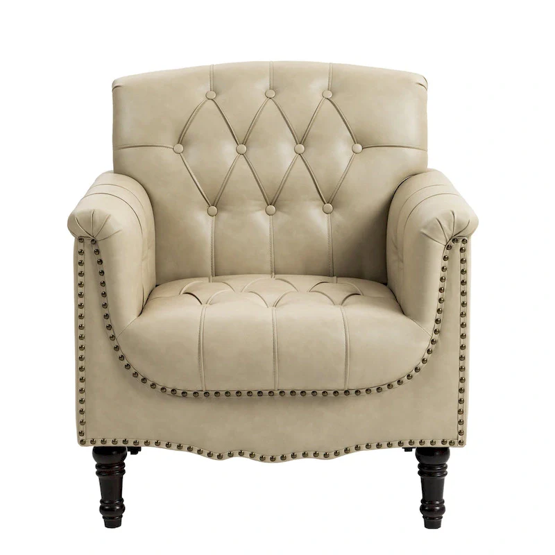 Tufted Vegan Leather Accent Chair Upholstered Armchair