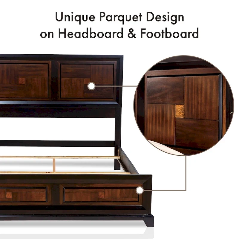 Jupa Transitional Walnut Wood 2-Piece Panel Bedroom Set by Furniture of America