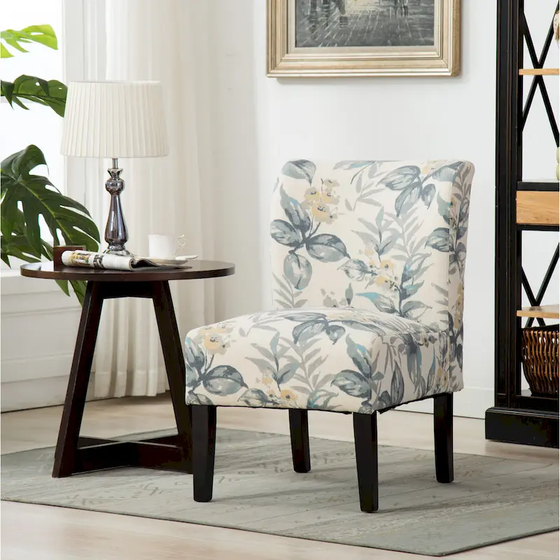 Blue Leaves 29.13  Upholstered Accent Chair