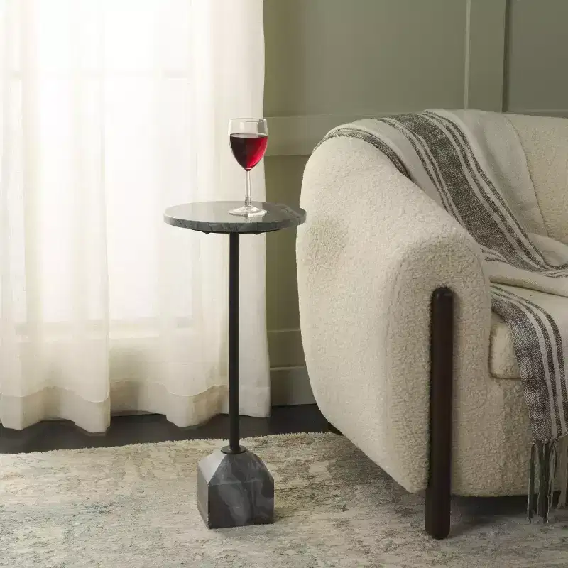 Sumer Drink Table - ACC3720 - Grey Marble/Black - Safavieh