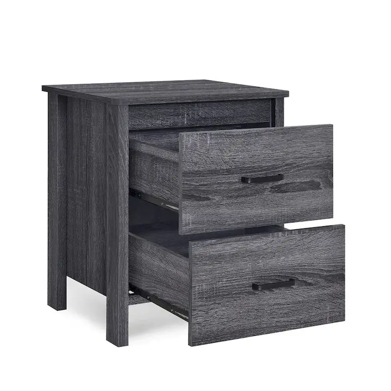 Modern Nightstand with 2 Drawers and Metal Handles by Christopher Knight Home