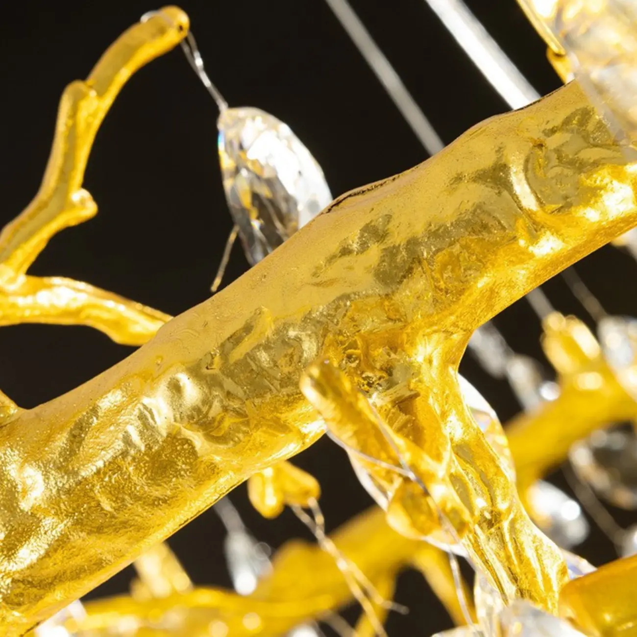 Modern Gold Branch Hoop Elegant Crystal Chandelier