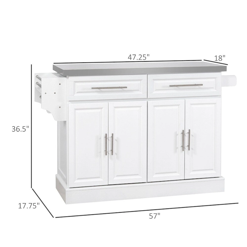 Rolling Kitchen Island,Portable Kitchen Cart with Stainless Steel Top