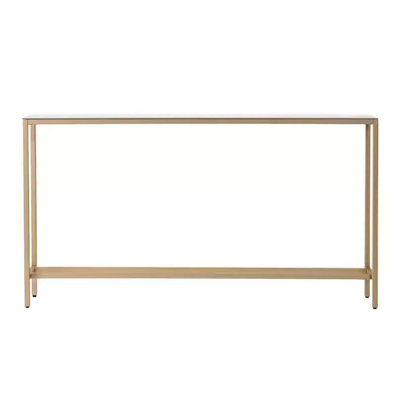 Darrin Narrow Long Console Table with Mirrored Top - Gold - SEI