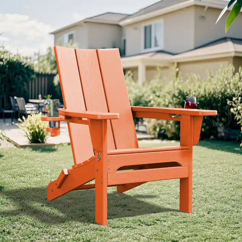 HDPE Modern All weather Adirondack Chairs with Cup-holders