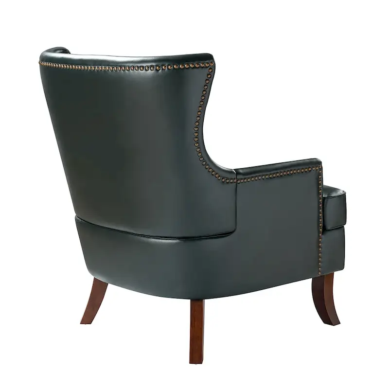 Angeles Mid-century Modern Ergonomic Vegan Leather Armchair with Wingback Set of 2 by HULALA HOME