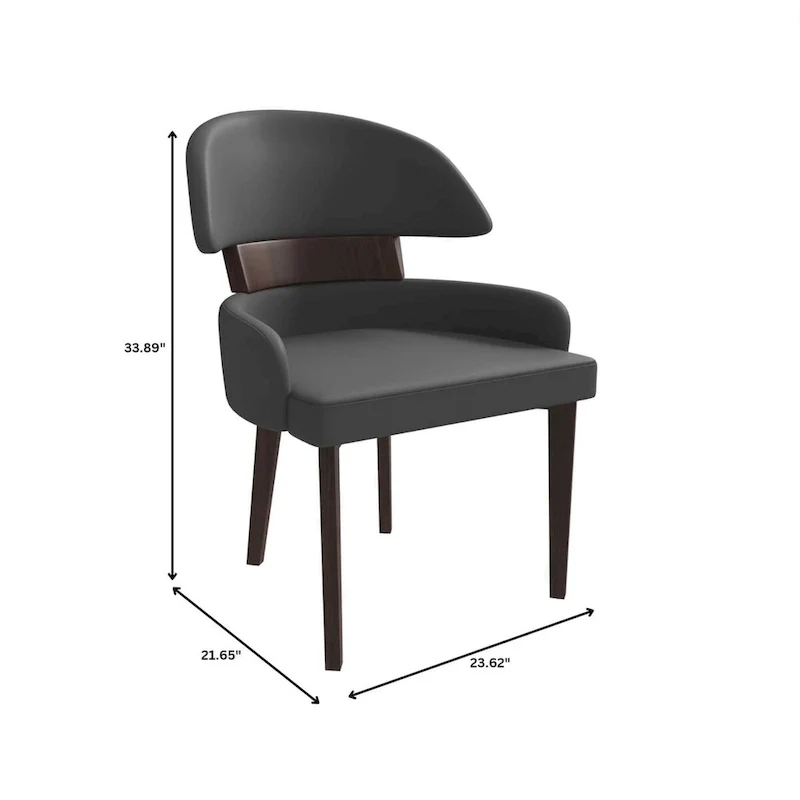 Leather Dining Chair with a Curved Back in Rubberwood Ethos Series by LeisureMod