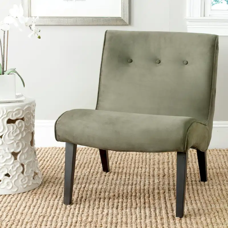 Mid-Century Upholstered Accent Chair – Forest Green / Black White / Sweet Pea – 1-Person