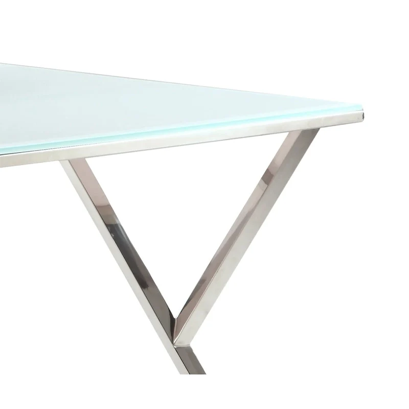 Somette White Starphire 61-inch Glass Dining Table