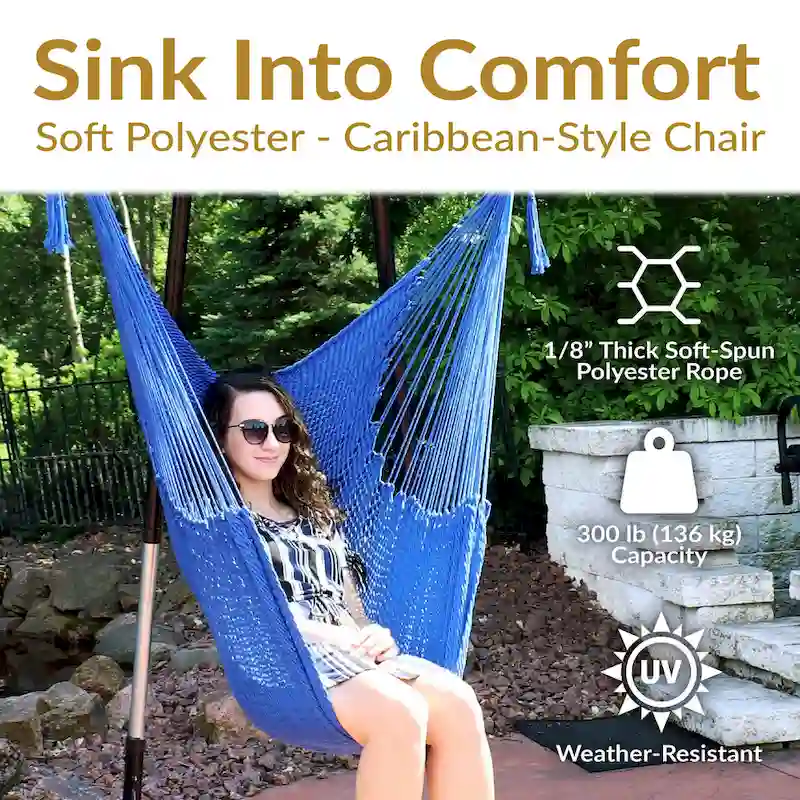 Sunnydaze Hanging Caribbean XL Hammock Chair
