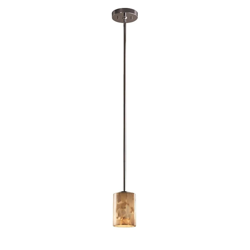 Justice Design Alabaster Rocks 1-light Brushed Nickel Mini Pendant, Rigit Stem Kit