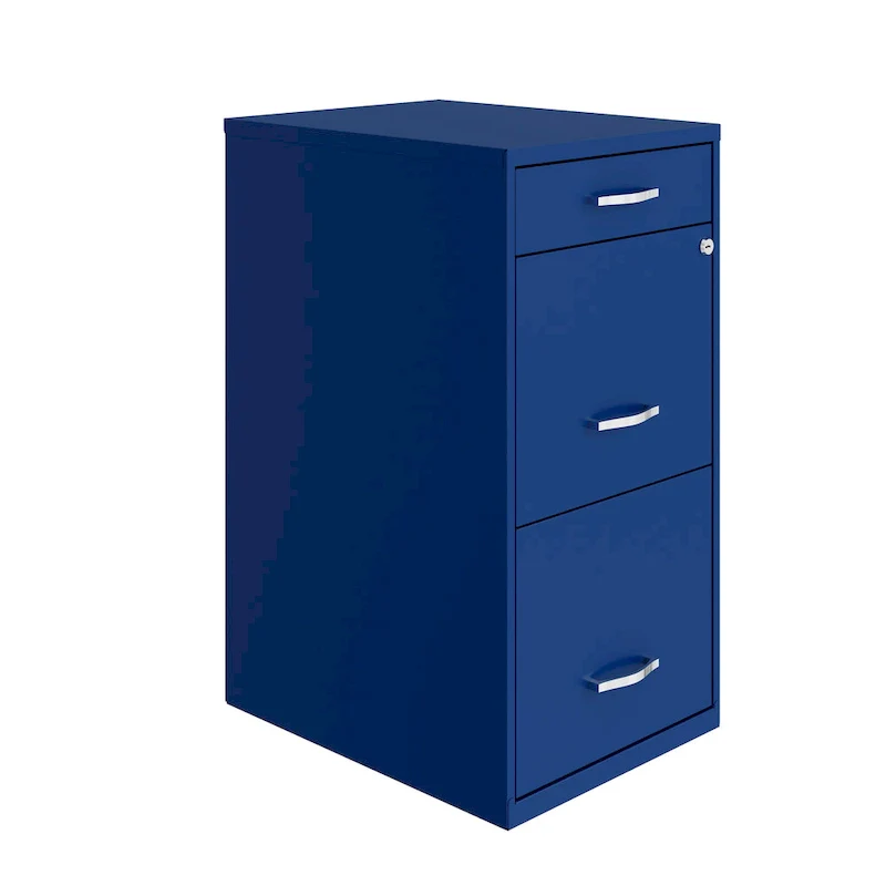 Blue 3-Drawer Metal File Cabinet, Letter Size, 1-Person