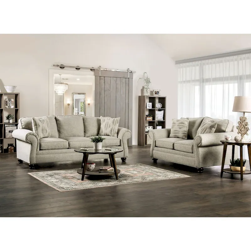 Modern Transitional Style Beige Fabric Two-Piece Sofa Set