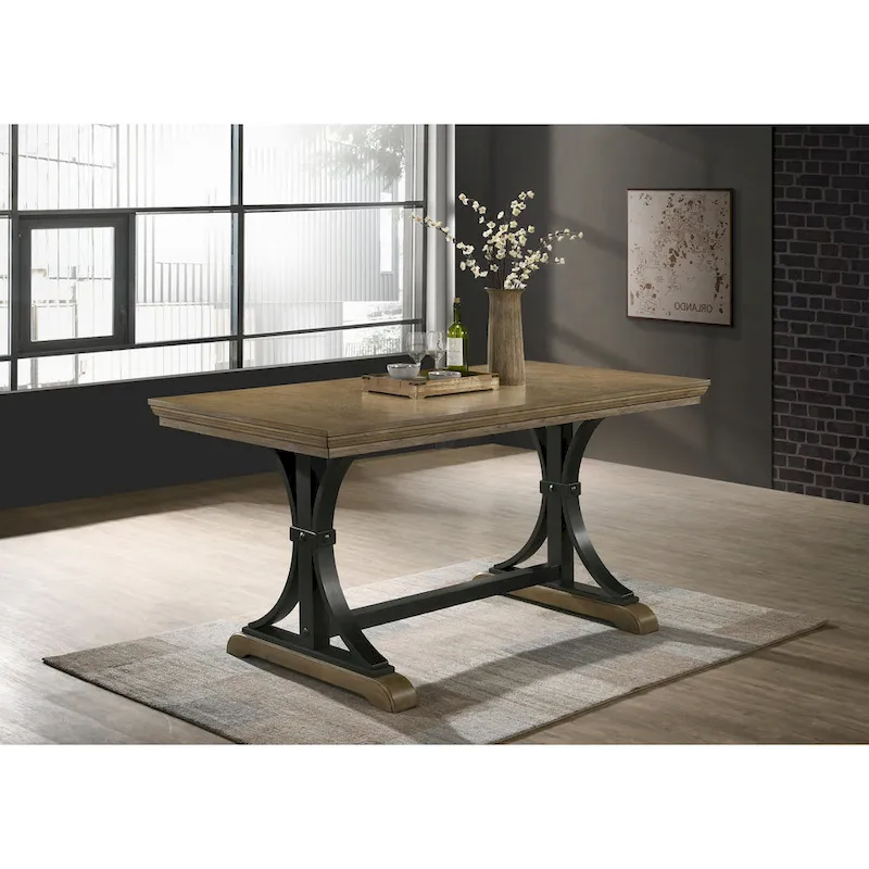 7-Piece Driftwood Finish Table with Nail Head Chairs Counter Height Dining Set