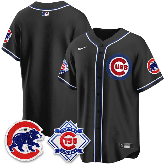 Chicago Cubs 150th Anniversary Black Out Style Vapor Premier Limited Blank Jersey
