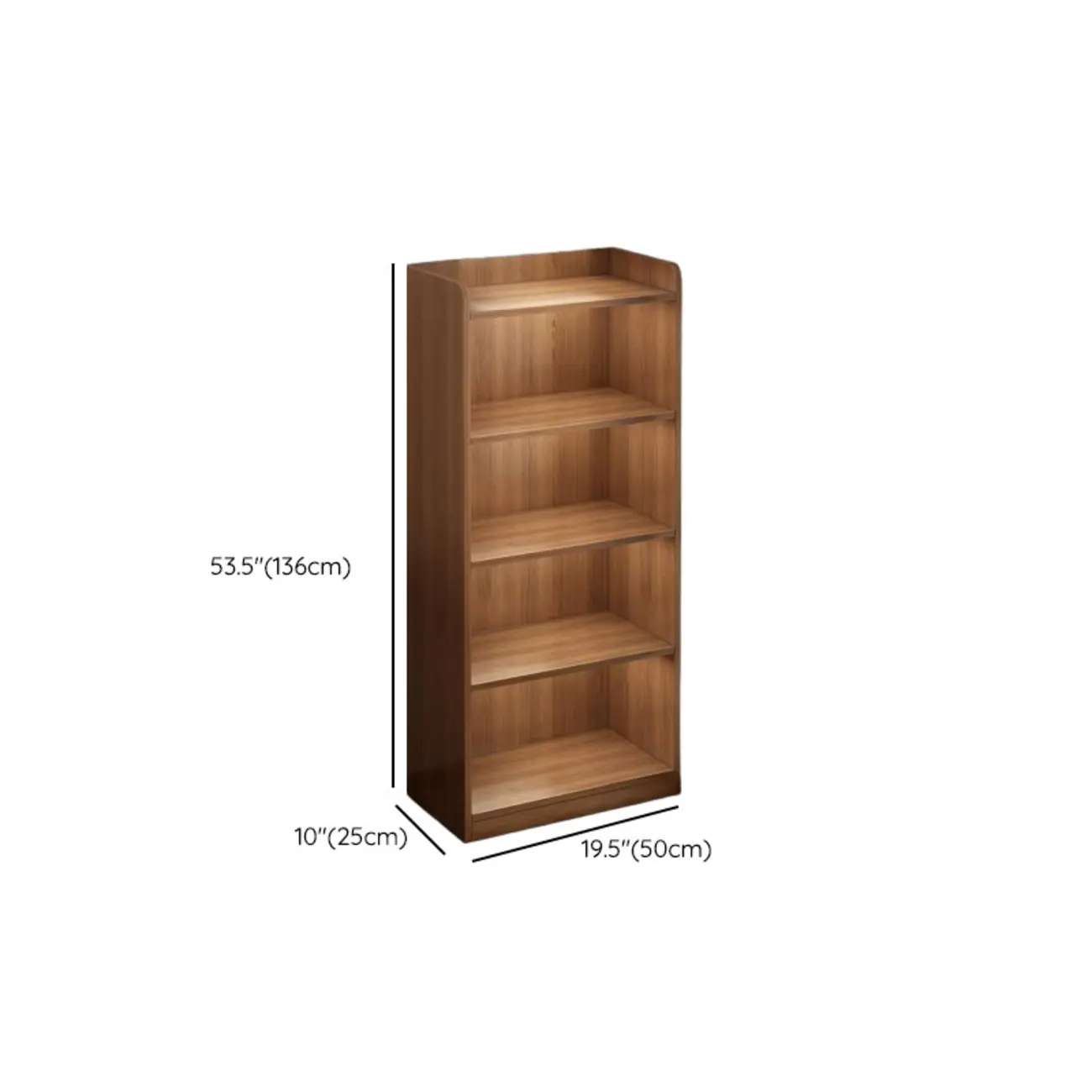 Brown Vertical Multi Tier Closed Back Wood Bookshelves