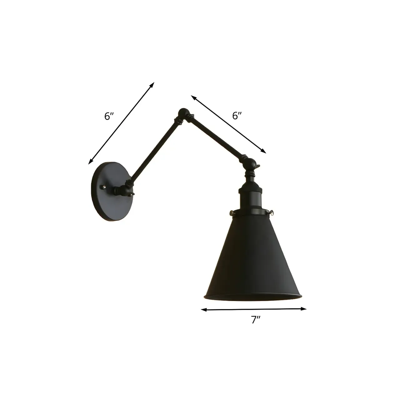 Industrial Metal Cone Swing Arm Wall Light