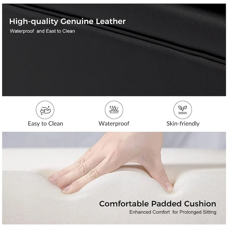 Angel Transitional Genuine Leather Sofa With Tufted Back by HULALA HOME