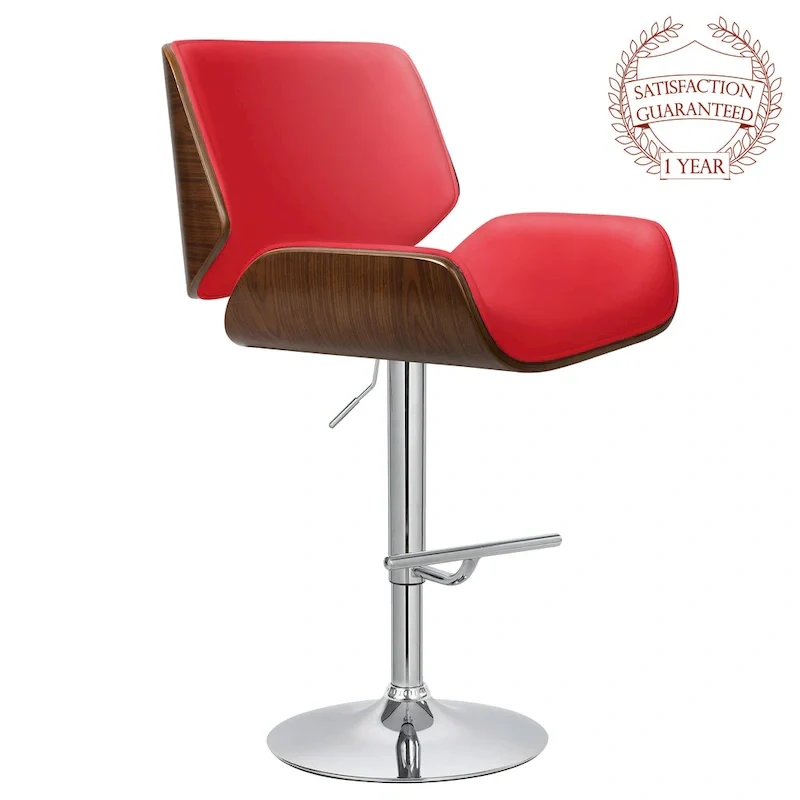 Adjustable Bar Stool, PU Leather, Chrome Base – Black/White/Red/Brown, Single