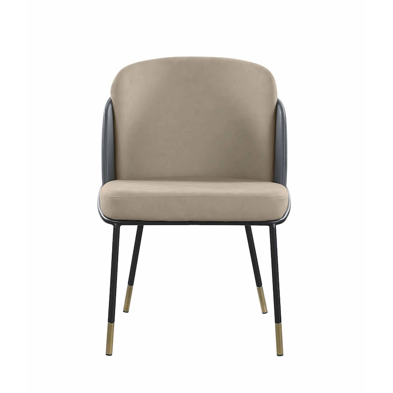 Somette Kimmy Two-Tone Gray Faux Leather Side Chair with Gold Accents, Set of 2 - Dining height