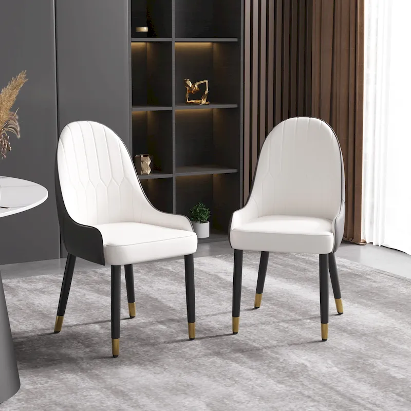 Set of 2 Modern Upholstered PU Leather Dining Chair