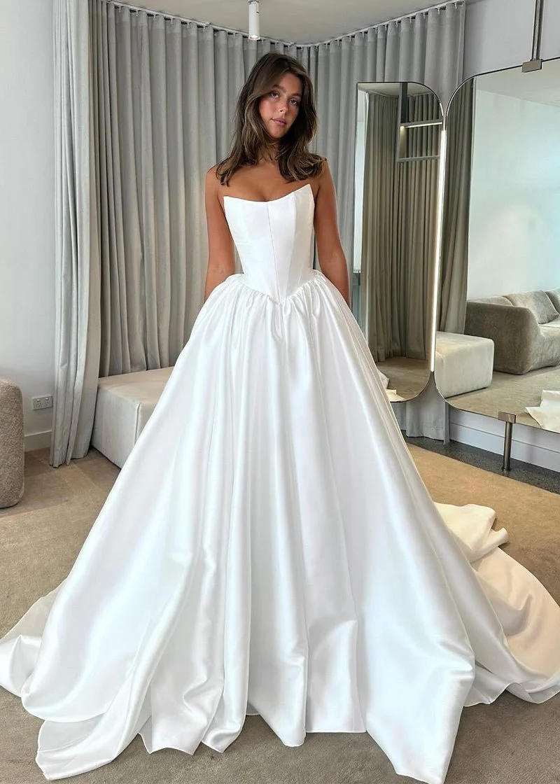 Ball Gown Strapless Satin Wedding Dresses