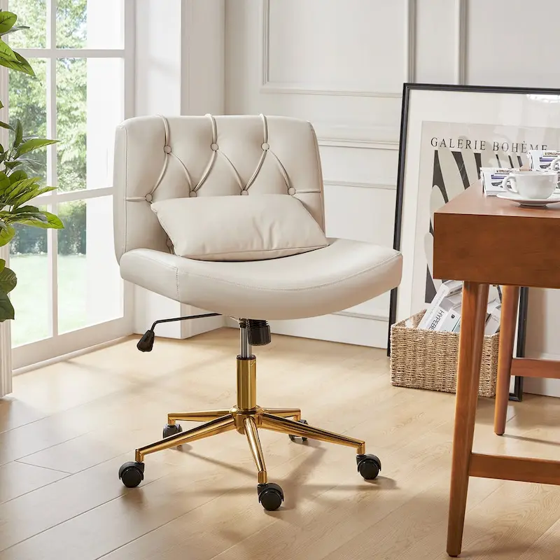 Charlie Modern Button-Tufted Swivel Tilting Office Chair with Pillow by HULALA HOME