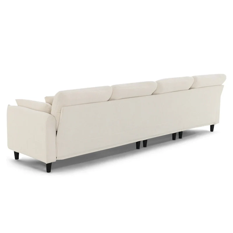 110 Modern L-Shaped Convertible 5-Seat Sectional Sofa with Removable Ottoman and 5 Cushions, Plush Chenille Fabric