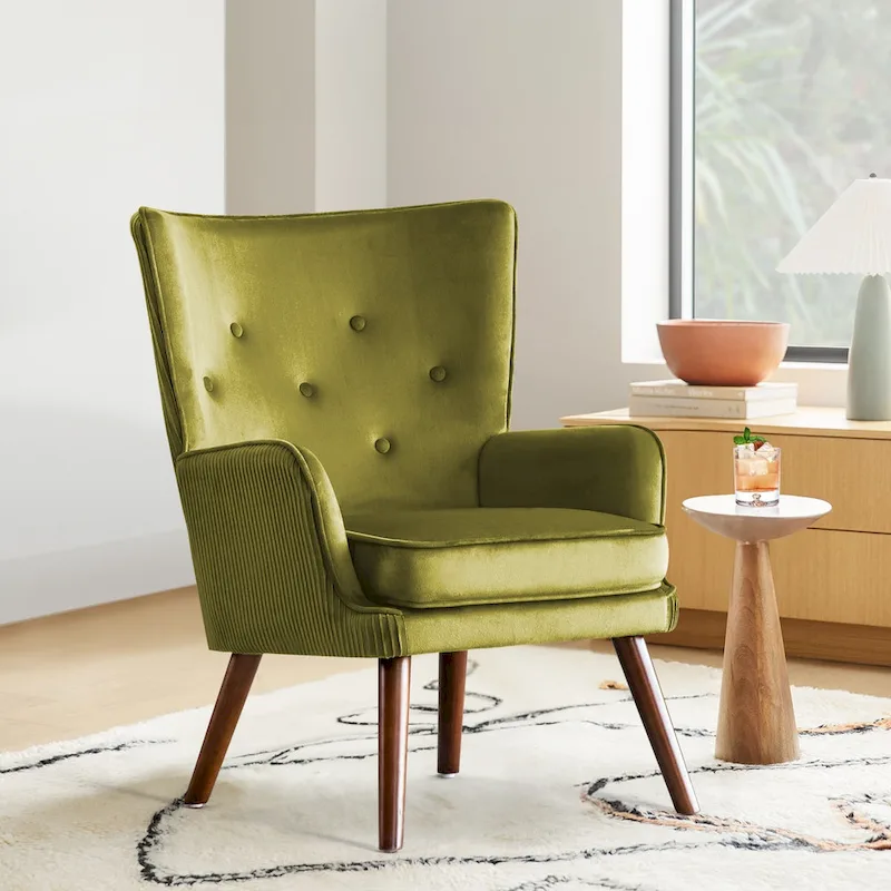 Velvet Wingback Accent Chair, Set of 2 – Multiple Colors