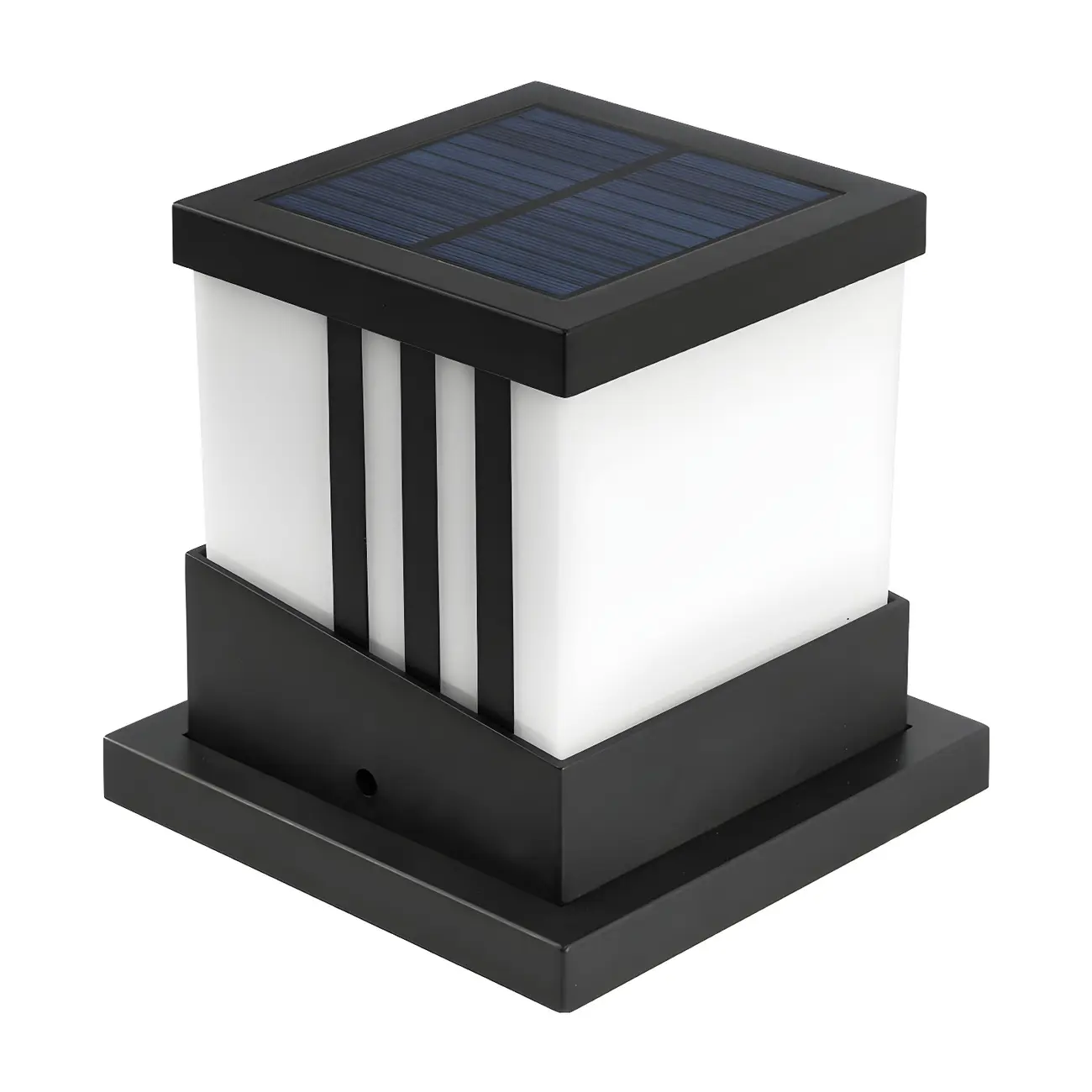 Stylish White Cube Solar Black Outdoor Post Lights