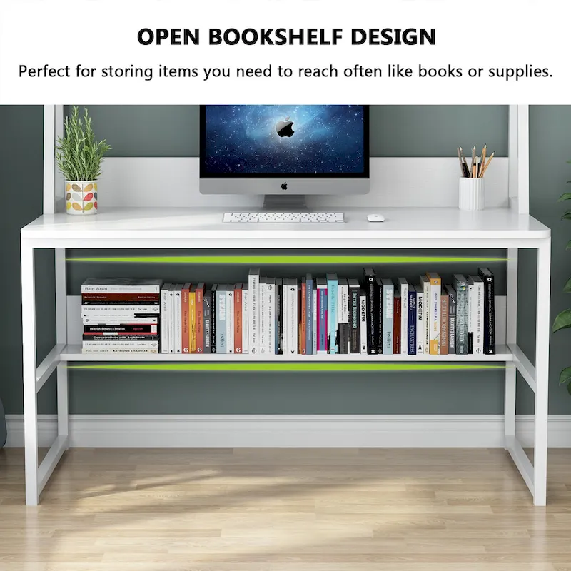 47 Inch Modern Computer Desk with Hutch and Bookshelf