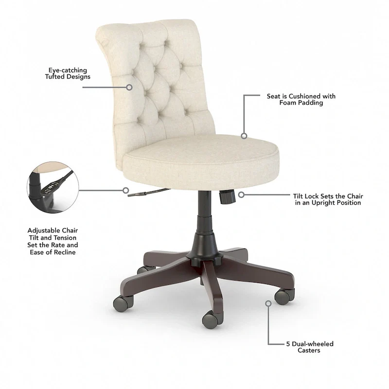 Key West Mid Back Tufted Office Chair by Bush Furniture