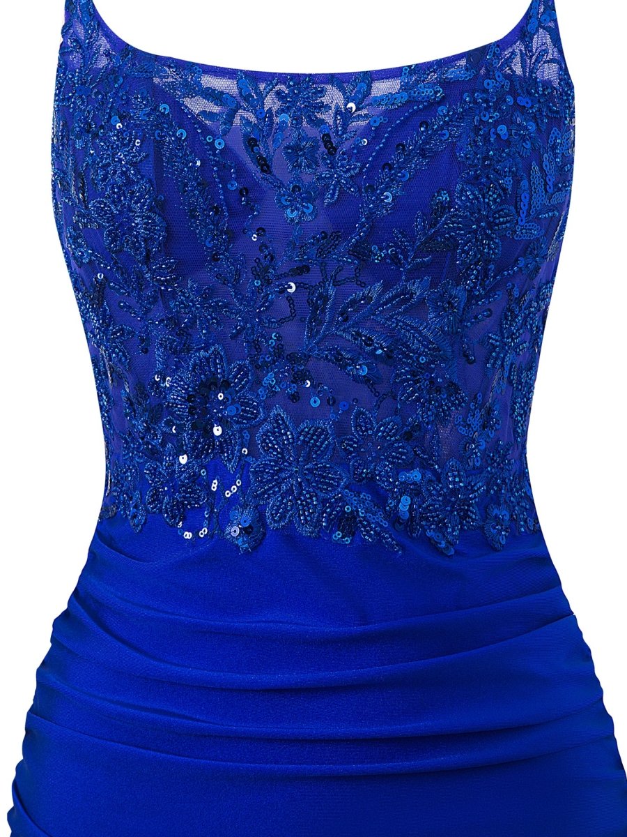 Royal Blue Sheath Short Spaghetti Strap Jersey Homecoming Dress