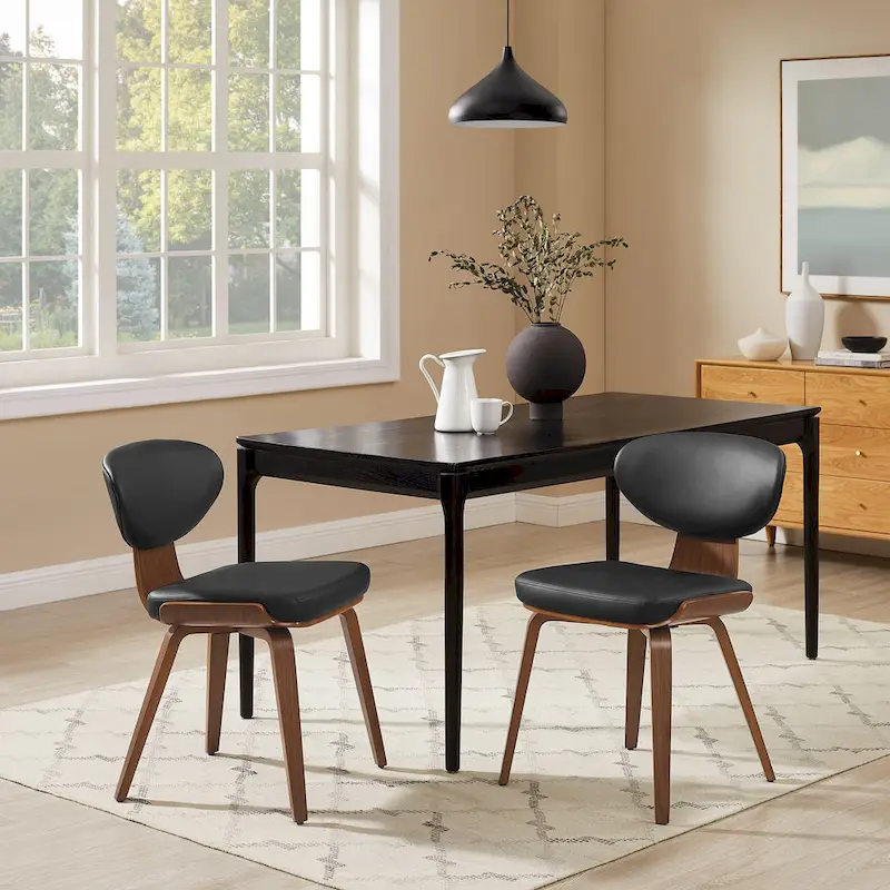 Art Leon Wood and PU Leather Dining Chair (Set of 2).