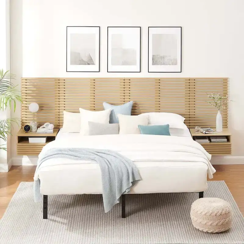 Render Wall Mount King Headboard and Modern Nightstands