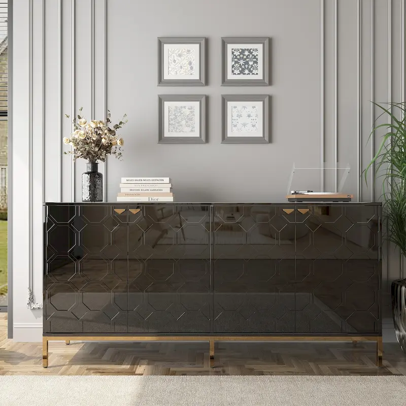 Clihome Storage High Gloss Entertainment Centers TV Stand, Sideboard