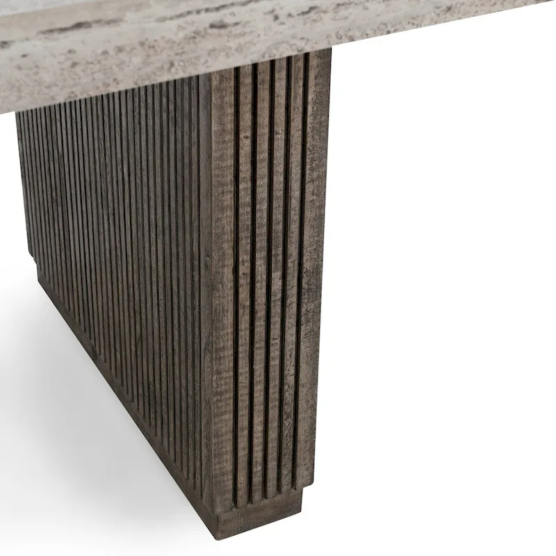 Ollie 82 Travertine Laminate Dining Table in Brown by Kosas Home