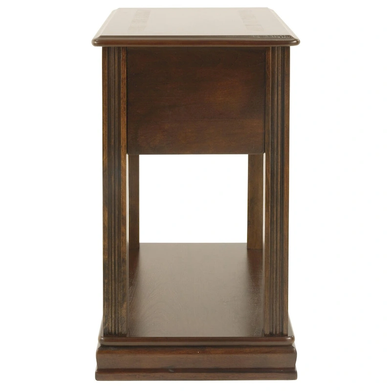 Chair Side End Table with 1 Drawer and Open Bottom Shelf, Brown