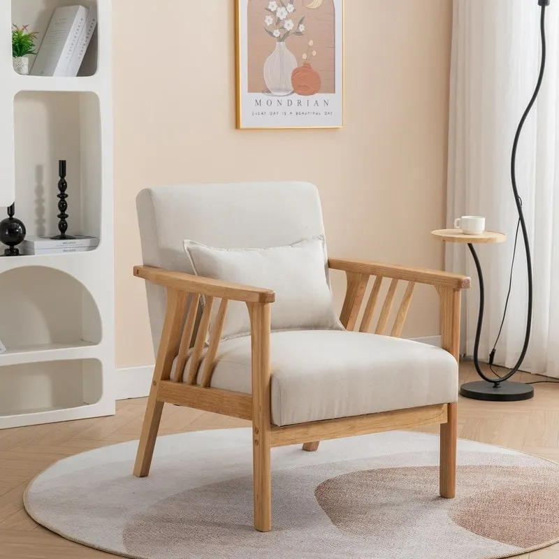 Mid Century Upholstered Accent Armchair with Pillow