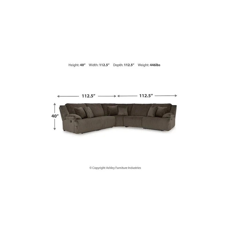 Signature Design by Ashley Top Tier Brown 5-Piece Reclining Sectional - 134W x 134D x 41H