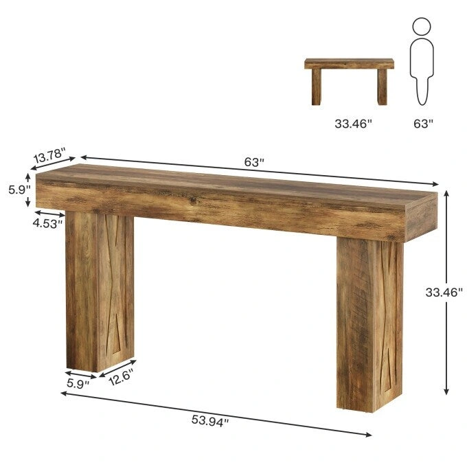 63 Inch Long Console Table Farmhouse Sofa Table