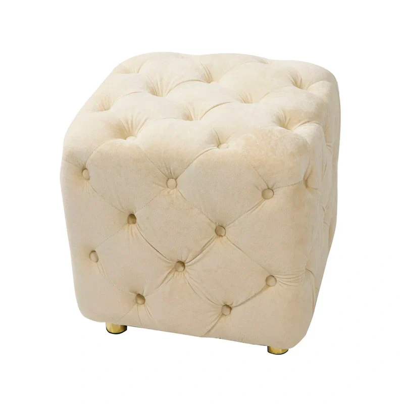 Modern Velvet Upholstered Square Tufted Ottoman by GDFStudio