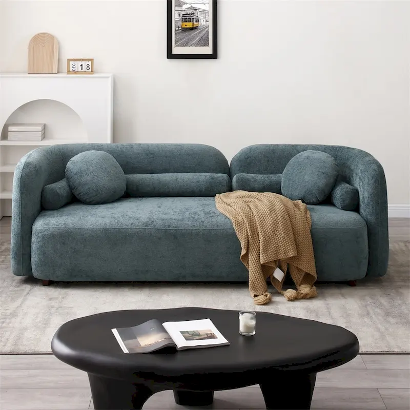 Modern 3 Seater Velvet Upholstered Comfy Couch with Legs